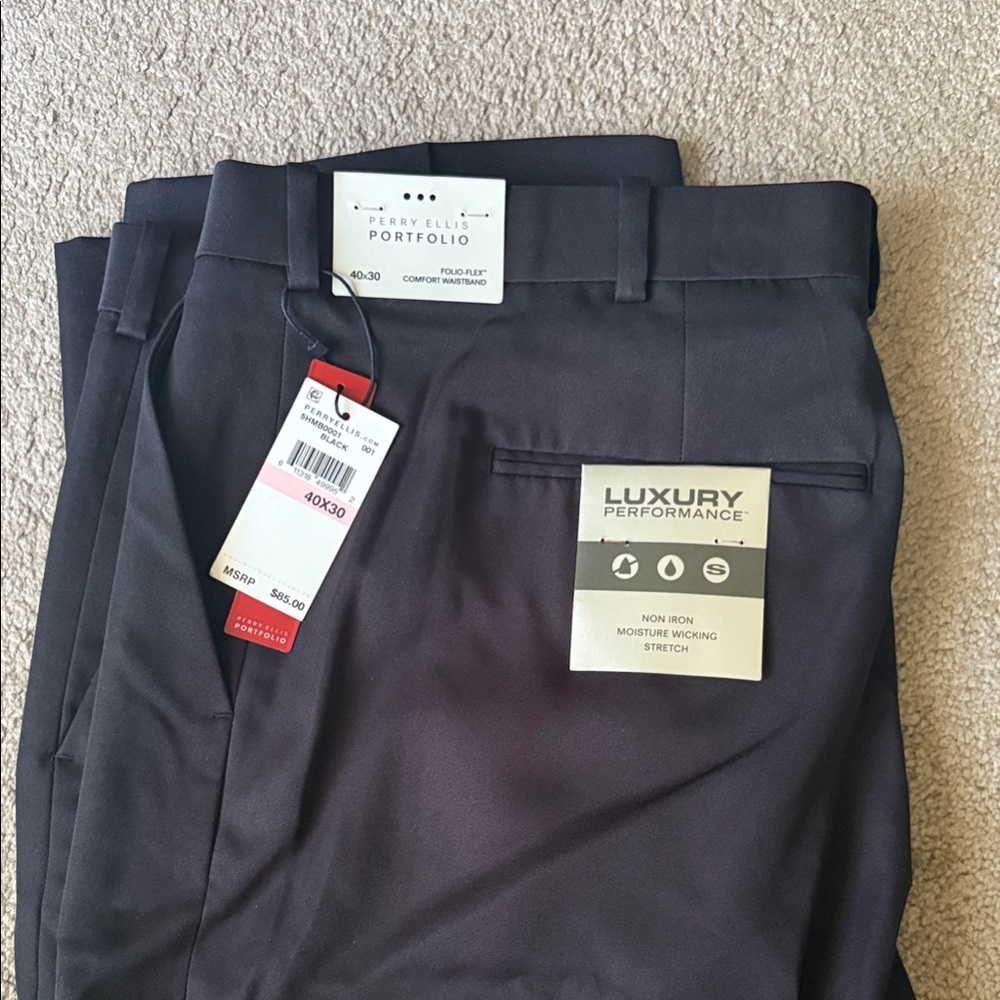 Perry Ellis Portfolio Luxury Performance Black Trousers